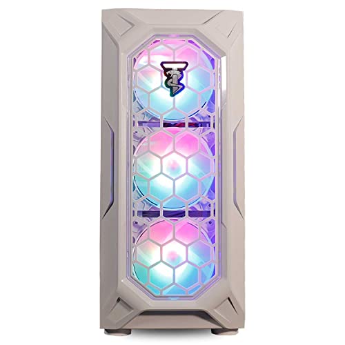 Image of ViprTech Ghost Gaming PC - AMD Ryzen 7 (4.1Ghz Turbo), AMD Radeon RX 580 8GB, 16GB DDR4, 500GB SSD, WiFi Bluetooth, RGB, Windows 11, Desktop Computer Tower Prebuilt, Arctic White