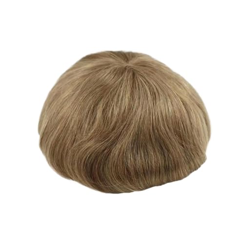 Toupet pour homme en cheveux humains naturels avec base cuir PU et dentelle mono, coloris 18#