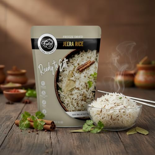 Image of FzyEzy Freeze-Dried Jeera Rice | Ready-to-Eat Instant Meal | Authentic Indian Cumin Rice | No Preservatives | Travel-Friendly Pack (75g)