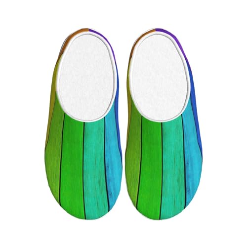 Pantoufles en peluche EdWal arc-en-ciel noir taille 39 pour homme et femme