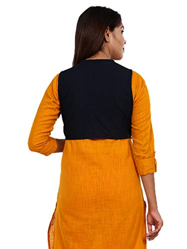 Image of Craft Trade Women's Cotton Embroidered Kutchi Jacket with Tassels Sleeveless Mirror Work