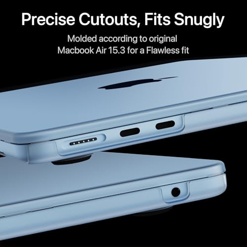 Image of Soonjet for MacBook Air 15 inch Case, M5 M4 M3 M2 2026-2023 Keyboard Cover | 100% Color Match, Sky Blue, Clear Matte, Anti Crack & Fingerprint & Scratch, Ultra Thin & Light, Protective Laptop Hard Shell