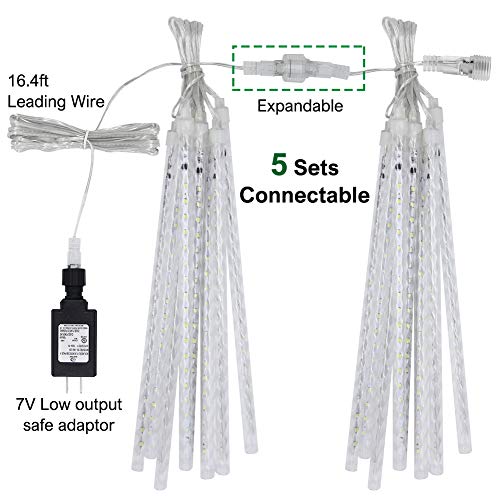 Twinkle Star Meteor Shower Rain Lights, 30cm 8 Tubes 288 LED Valentine Iciclelights Snow Falling Lights, Xmas Wedding Party Tree Holiday Decor, Multicolor