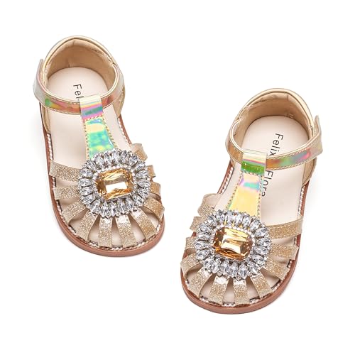 Image of Felix & Flora Toddler Girls Sandals Soft Rubber Princess Flat Shoes Flower Girl Shoes