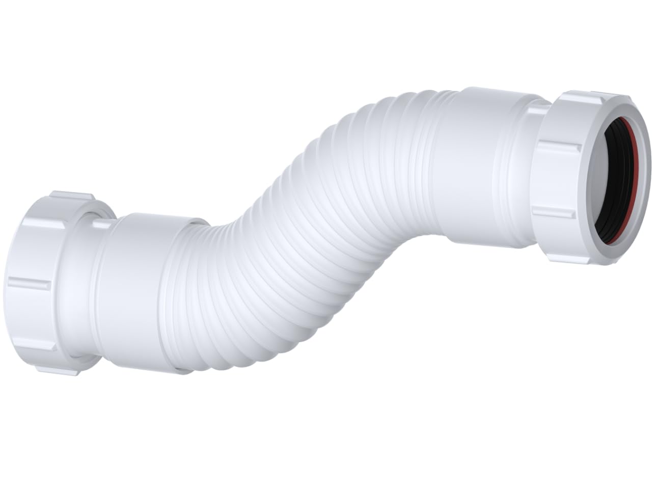 Flexible Waste Pipe Connector - 1.1/2 Inch (40mm) Compression, Perfect for Shower Waste or Drain Pipe Installations
