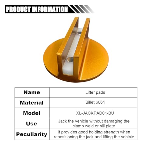 Image of 2PCS Universal Magnetic Jack Pad, 0.37 inch Slotted Aluminum Grooved Pad | Jack Puck Pinch, Pinch Weld Frame Rail Adapter with Large Slotted for Most Cars SUVs Trucks, Orange