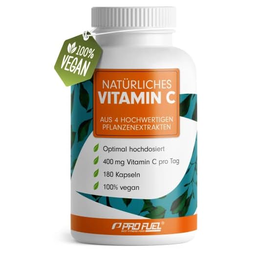 Natürliches VITAMIN C - 180 Kapseln - mit 400 mg Vitamin C aus Amla, Acerola, Camu-Camu & Hagebutten pro Tag - Vitamin C Komplex - 100% vegan - laborgeprüft mit Zertifikat - Vorrat für 3 Monate
