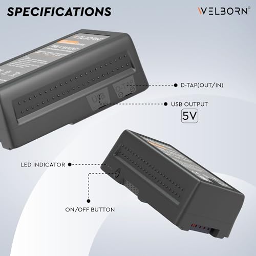Image of WELBORN V Mount 14.8V 150Wh Rechargeable Li-ion Battery for Broadcast Video Camcorder, V Mount Battery for Sony HDCAM, XDCAM, Digital Cinema Cameras Series and Other Camcorders