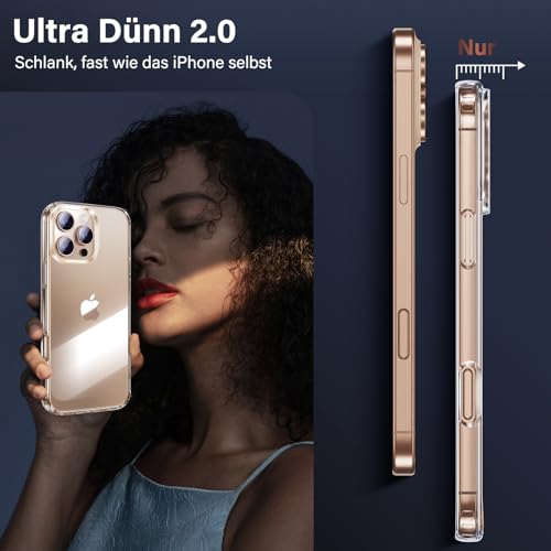 UniqueMe für iPhone 16 Pro Max Hülle - Handyhülle für iPhone 16 Pro Max Case, 5 in 1 Set Rundumschutz Schutzhülle Cover,1 Handyhülle & 2 Schutzfolie & 2 Kameraschutz - Transparent 6