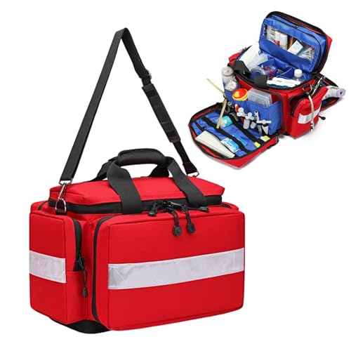 Cubstone Botiquín de Primeros Auxilios Vacía,Portátil Bolsa de Emergencia,Gran Capacidad con Tablero de División Interior y Fondo Antideslizante,Botiquin Viaje para Hogar,Oficina,Viajes(Red)