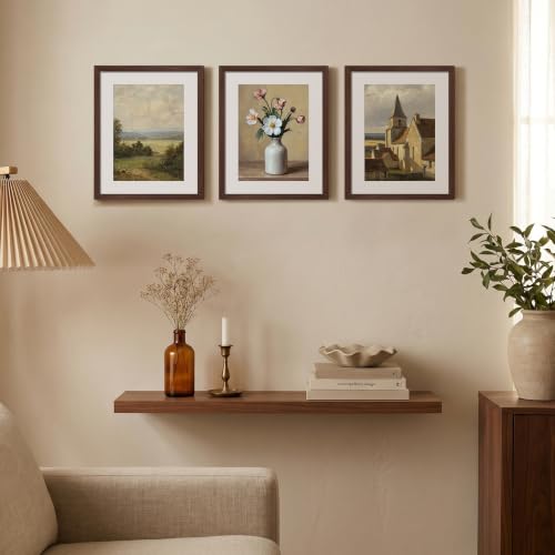 Image of upsimples 12 x 15 Frame, Display Pictures 9x12 with Mat or 12x15 Without, Wall Hanging Photo Frame, Brown, 1 Pack