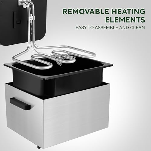 Image of SUSTEAS Deep Fryer, 3 Baskets Electric Oil Fryer with 4.5QT /5L,1800W Timer Control Adjustable Temperature, Lid with Viewing Window and Odor Free Filter, Stainless Steel, Perfect for Kitchen,Fry Fries
