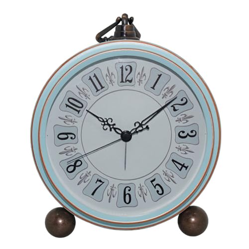 Image of Quiet Table Clock with Easily to Read Roman Numeral Suitable for Bedroom Office Workshop Metal Frame Clock