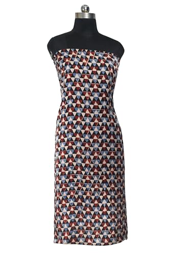 Image of Ethnics of Kutch Womens's Ajrakh Modal Silk Natural Dye Hand Block Print Unstitched Kurta Fabric