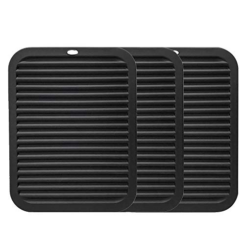 Gvvsjgdbis - Almohadillas de silicona antideslizantes resistentes al calor, alfombras de secado de mesa, manteles individuales (3, Negro)
