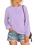 luvamia Women Casual Solid Color Sweatshirts Crewneck Long Sleeves Oversized Pullover Shirts Tops...