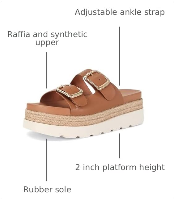 Image of DOEYG Platform Sandals for Women Summer Beach Raffia Slide Sandals Comfortable Casual Woven Straw Sandal with Buckle