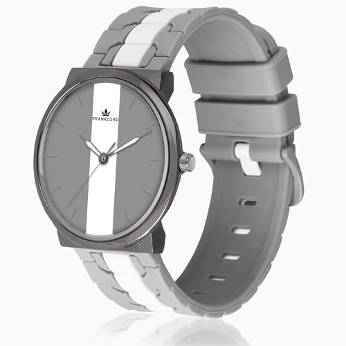 Image of Franklord Triple H Sport Men Series Classic Analog Quartz Display Watch for Men & Boys| Grey and White Dial Wrist Watch for Mens | Silicon Adjustable Strap and Quartz Movement