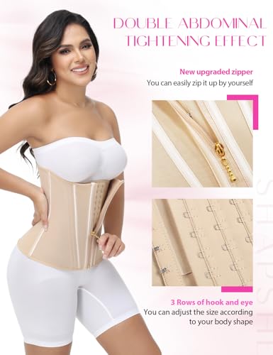 Image of SHAPSHE Waist Trainer for Women Tummy Control Workout Waist Cincher Corset Shapewear Postpartum Body Shaper with Zipper Hook