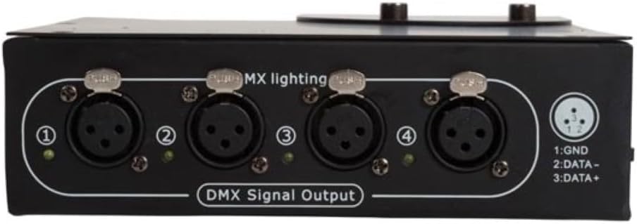פראָנט view of HQ-Power DMX 4-Channel Splitter showing four DMX output ports