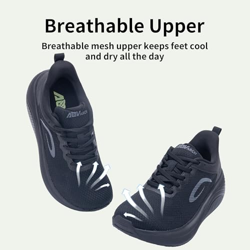 Image of Wide Toe Box Shoes Women Arch Support Walking Shoes for Plantar Fasciitis Wide Width Orthotic Tennis Sneakers