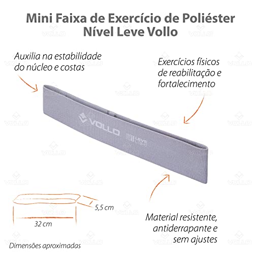 Mini Faixa de Exercício de Poliéster Nível Leve 320X55 mm Vollo Sports