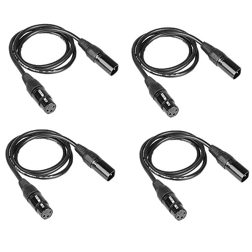 4PCS 1m Long DMX 512 XLR Cable 3.2t 3 Pin True Male to Female for Microphone Stage Lights