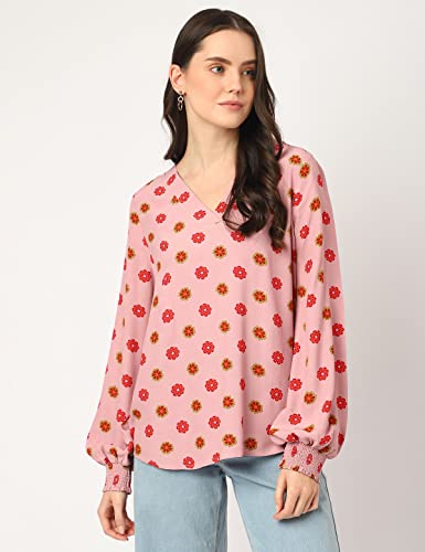 Image of Marks & Spencer Womens Floral Viscose V-Neck Regular Fit Top