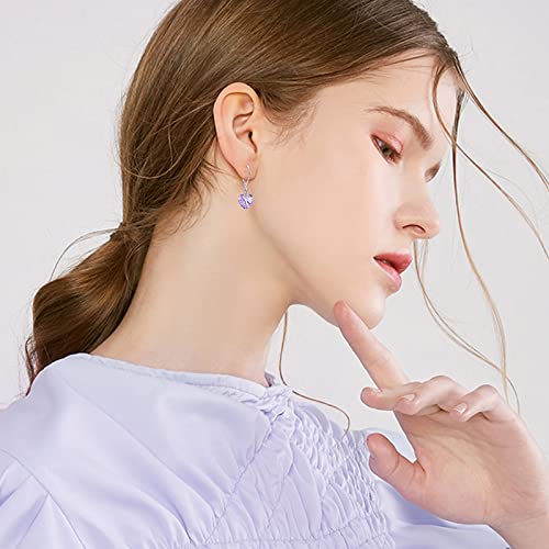 Heart Earrings For Women 925 Sterling Silver Birthstone Earrings Austrian Crystal Dangle Leverback Earrings Gifts For Mother's Day Graduation #TOP7
