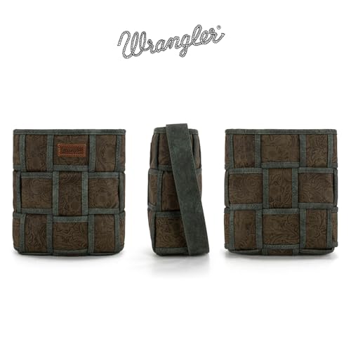 Image of Wrangler Woven Crossbody Bag for Women Vintage Floral Tooled Cross Body Purse
