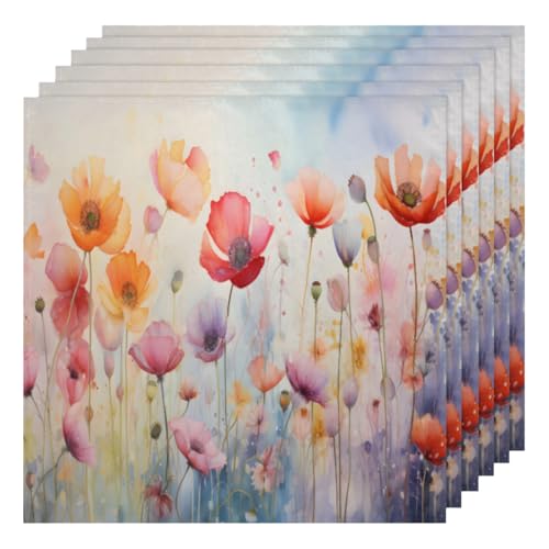 Servilletas de Tela Pequeñas con Flores Multicolor Juego x6 miniatura 1