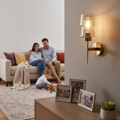 Image of BrightLyt Wall Lights for Living Room, Home Decoration Wall Lamps for Bedroom /Bathroom, Mirror Side Wall Scone Fixtures, Classic Design (Gold Electroplated)