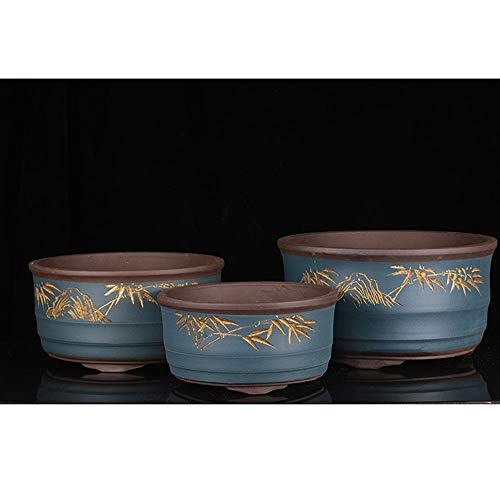 Pot de fleur en sable violet rétro rond YRYRYW pour orchidée - 4