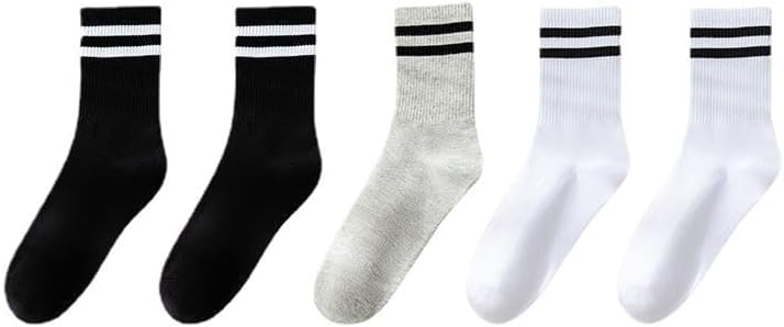 Unisex Spring&Autumn Socks, Versatile Sports Mid-Calf, Academy Striped, Simple Winter&Autumn Couple Socks