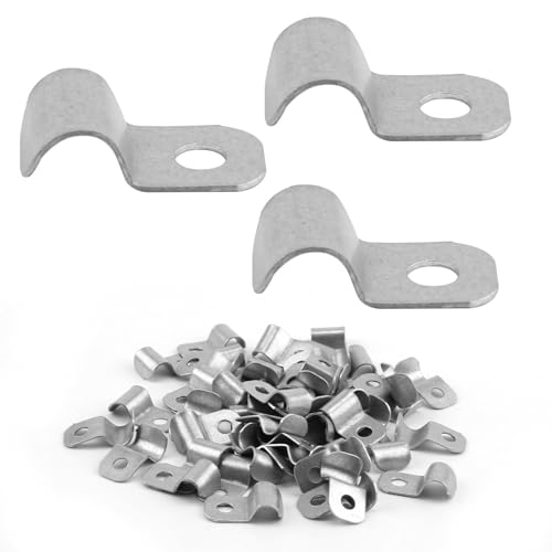 50 Piezas Abrazaderas Metálicas en U para Tubos, Grapas para Cables Pared, Acero Inoxidable 304, Abrazadera de Cable Pequeña para Fijación de Cables y Tuberías Ø 6-7mm