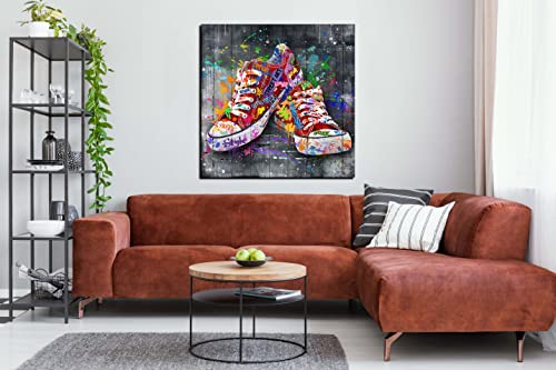 Cirabky Red Wall-Art Large - Fashion Wall Decor Living Room - Banksy Wall Art Graffiti Picture Shoe Poster Ready To Hang Size 36"X 36" #TOP2
