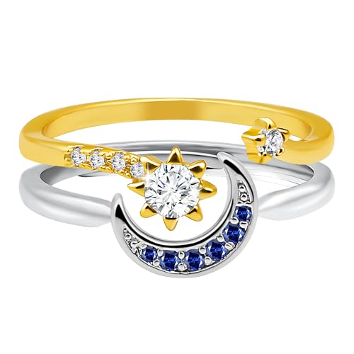 Sun and Moon Ring Set Stackable Rings for Women