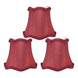 Set of 3 Fabric Lampshade E14/E27 Modern Minimalist Clip On Light Shade for Table Lamp Candle Chandelier Light Wall Light Home Decoration (Red) - Image 1