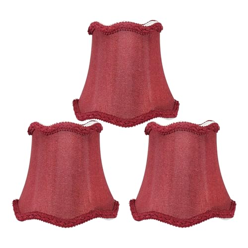 Set of 3 Fabric Lampshade E14/E27 Modern Minimalist Clip On Light Shade for Table Lamp Candle Chandelier Light Wall Light Home Decoration (Red)