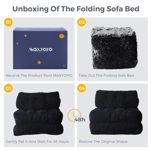 image for MAXYOYO Folding Sofa Bed, Convertible Sleeper Chair with Pillow Foldab
