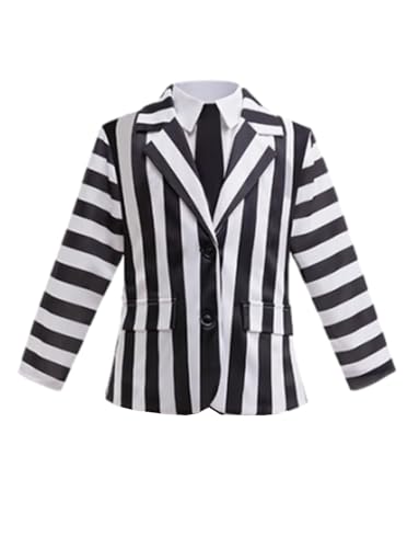 Veste à boutons de smoking garçon rayé et manteau de cérémonie noir