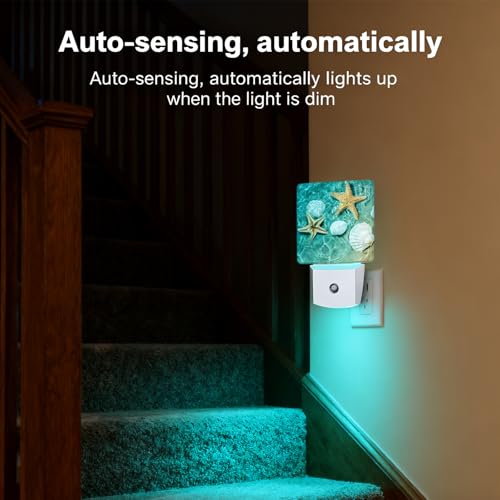 Image of Night Light Plug-in Dusk to Dawn Smart Sensor White Led Nightlight for Bedroom Bathroom Kitchen Hallway Stairs Energy Efficient Decor Desk Lamp