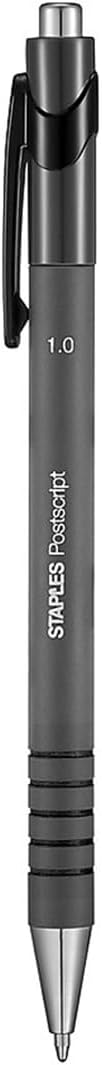 STAPLES Retractable Ballpoint Pens, Medium Point 1.0mm, Black Ink, 36 Pack – Postscript Reliable Writing Pens for Office & Admin Use