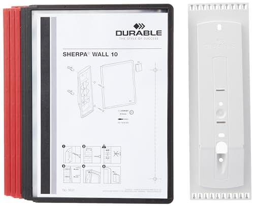 Support mural Durable Sherpa avec 10 pochettes pivotantes rouge et noir