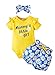 Ropa Bebe Niña Recién Nacido Niña Peleles Monos de Manga Corta + Floral Pantalones + Venda de Pelo,Verano Recién Nacido 0-18 Meses Bebé Ropa