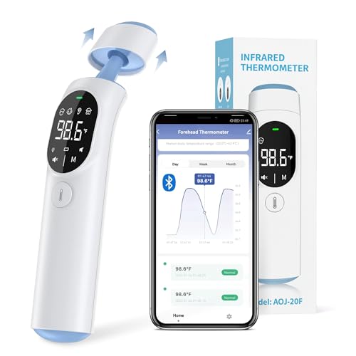 Medreign Baby Thermometer, 3-in-1 Infared Thermometer for Forehead, Ear, & Touchless, Fever Thermometer for Baby, Infants, Toddlers, Kids, & Adults, Smart Bluetooth App (Optional Feature)