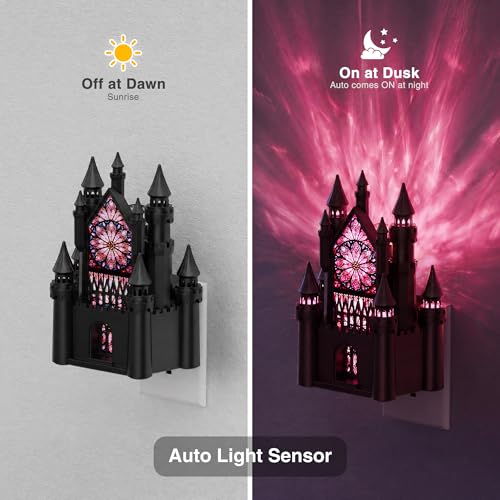 Image of JandCase Night Lights Plug into Wall, Castle & Church Decor Night Light | 2 Pack Diamond Lens, RGB & 3000K Change Nightlight, Dimmable Nightlights with Dusk to Dawn Sensor for Rooms Bathroom Hallway
