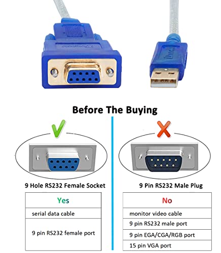 Dtech DT-5002B 6 Feet Usb To Rs232 Db9 Female Serial Adapter Cable Windows 11 10 8 7 Mac Linux Serial To Usb 2.0 thumb #4