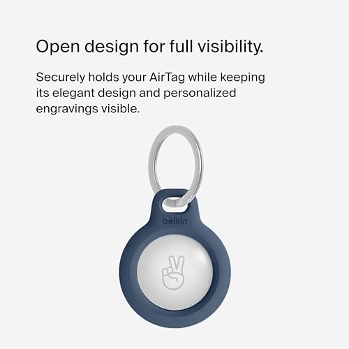 Image of Belkin Apple AirTag Secure Holder w /Key Ring - Durable Scratch Resistant Case w /Open Face Raised Edges - Protective AirTag Keychain Accessory for Keys, Pet, Luggage, Backpack - 4-Pack Blue Gradient