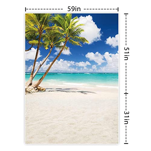 Allenjoy Tropical Seaside Beach Backdrop Summer Hawaii Island Palm Trees Photography Background For Boys Girls Portrait Holiday Travel Happy Birthday Party Dceor Banner 5X7Ft Photo Booth Props #TOP1